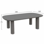 ΤΡΑΠΕΖΙ ΤΡΑΠΕΖΑΡΙΑΣ KIORA HM6597.01 ΓΚΡΙ FIBER CEMENT 200x100x75Υεκ - Image 2