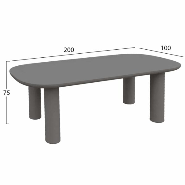 ΤΡΑΠΕΖΙ ΤΡΑΠΕΖΑΡΙΑΣ KIORA HM6597.01 ΓΚΡΙ FIBER CEMENT 200x100x75Υεκ - Image 2