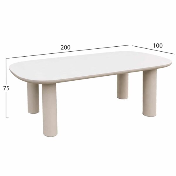 ΤΡΑΠΕΖΙ ΤΡΑΠΕΖΑΡΙΑΣ KIORA HM6597.02 ΜΠΕΖ FIBER CEMENT 200x100x75Υεκ - Image 2