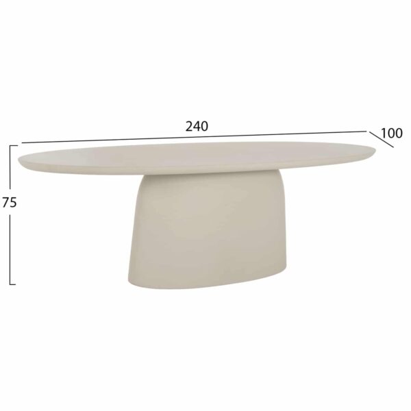 ΤΡΑΠΕΖΙ ΤΡΑΠΕΖΑΡΙΑΣ ΟΒΑΛ BRECCAN HM6577.02 ΜΠΕΖ FIBER CEMENT 240x100x75Υεκ. - Image 2