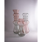 FORME ΒΑΖΟ 14x14x28cm ΓΥΑΛΙ ΡΟΖ ΠΡΑΣΙΝΟ 019581 - Image 2