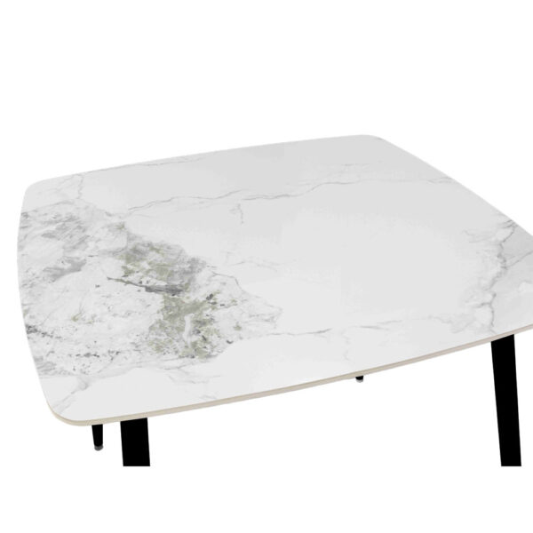 QUADRO ΤΡΑΠΕΖΙ ΛΕΥΚΟ ΜΕ ΟΨΗ ΜΑΡΜΑΡΟΥ 90x90x77cm 02-0671 - Image 2