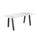 NOTTE ΤΡΑΠΕΖΙ ΛΕΥΚΟ ΠΕΤΡΑ ΜΑΥΡΟ 180x90x76cm 02-0714