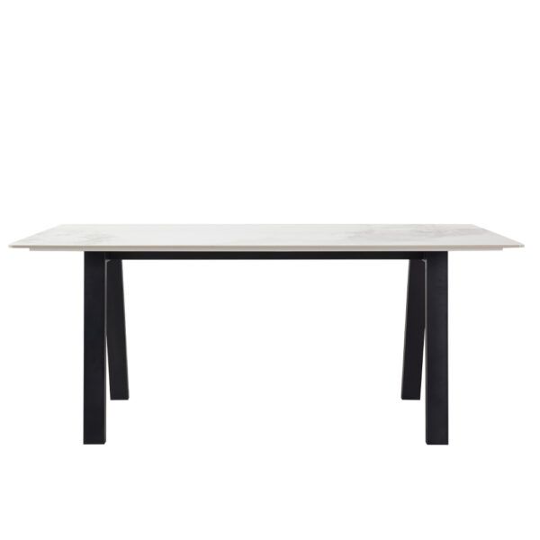 NOTTE ΤΡΑΠΕΖΙ ΛΕΥΚΟ ΠΕΤΡΑ ΜΑΥΡΟ 180x90x76cm 02-0714 - Image 2