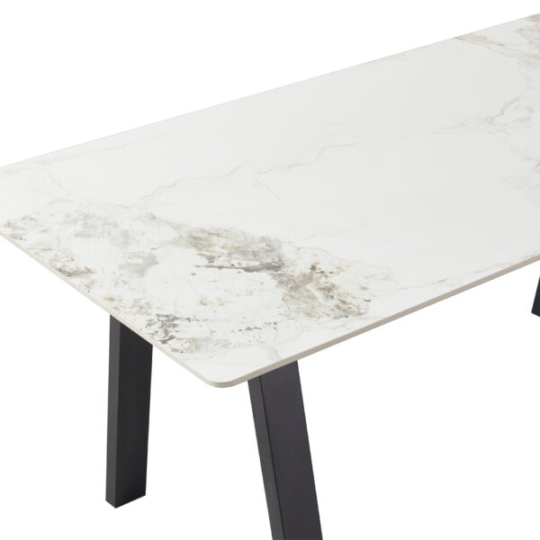 NOTTE ΤΡΑΠΕΖΙ ΛΕΥΚΟ ΠΕΤΡΑ ΜΑΥΡΟ 180x90x76cm 02-0714 - Image 3