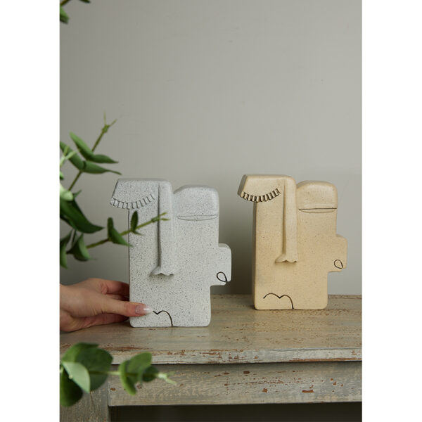 KUVAUS 2 ΔΙΑΚΟΣΜΗΤΙΚΟ ΠΡΟΣΩΠΟ 18x7x22cm POLYRESIN ΛΕΥΚΟ 020727 - Image 2