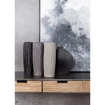 RIGE ΒΑΖΟ 12x12x36cm ΚΕΡΑΜΙΚΟ ΓΚΡΙ ΜΑΤ 020918 - Image 2