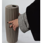 RIGE ΒΑΖΟ 12x12x36cm ΚΕΡΑΜΙΚΟ ΓΚΡΙ ΜΑΤ 020918 - Image 3