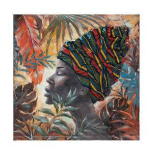 JUNGLE LADY ΠΙΝΑΚΑΣ ΔΙΑΚΟΣΜΗΣΗΣ 80x80x4cm ΚΑΜΒΑΣ ΠΟΛΥΧΡΩΜΟ ΞΥΛΟ 021638