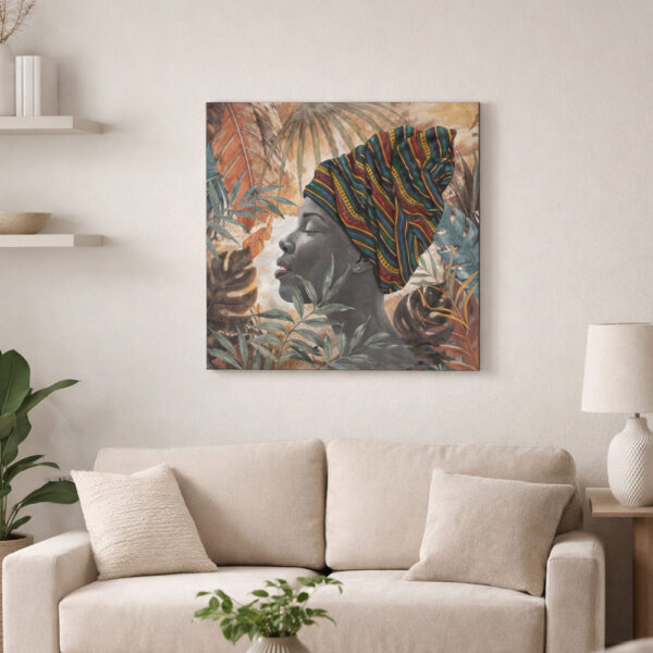 JUNGLE LADY ΠΙΝΑΚΑΣ ΔΙΑΚΟΣΜΗΣΗΣ 80x80x4cm ΚΑΜΒΑΣ ΠΟΛΥΧΡΩΜΟ ΞΥΛΟ 021638 - Image 2