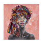 AFRICAN GIRL ΠΙΝΑΚΑΣ ΔΙΑΚΟΣΜΗΣΗΣ 80x80x4cm ΚΑΜΒΑΣ ΠΟΛΥΧΡΩΜΟ ΞΥΛΟ 021639
