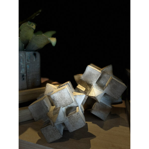 3D CUBE ΔΙΑΚΟΣΜΗΤΙΚΟ ΚΟΜΠΟΣ 20x20x20cm POLYRESIN ΦΥΣΙΚΟ 022292 - Image 2