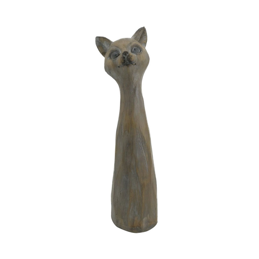 022746-dlSJX-first-_1 SAGIA ΔΙΑΚΟΣΜΗΤΙΚΟ ΓΑΤΑ 11x11x38cm POLYRESIN ΜΠΕΖ ΓΚΡΙ 022746 - Image 1