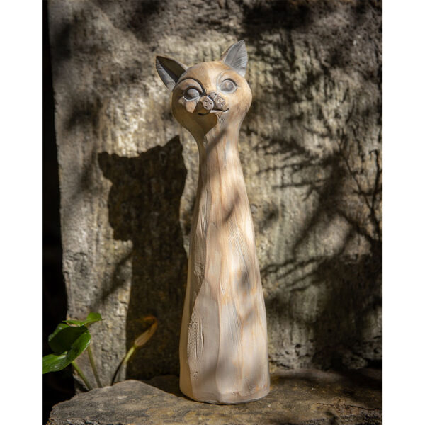 SAGIA ΔΙΑΚΟΣΜΗΤΙΚΟ ΓΑΤΑ 11x11x38cm POLYRESIN ΜΠΕΖ ΓΚΡΙ 022746 - Image 3