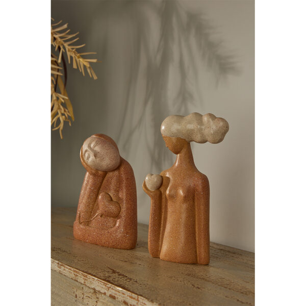 CHEVEU PINK 2 ΔΙΑΚΟΣΜΗΤΙΚΗ ΦΙΓΟΥΡΑ 16x7x29cm POLYRESIN TERRACOTTA ΓΚΡΙ 022779 - Image 2