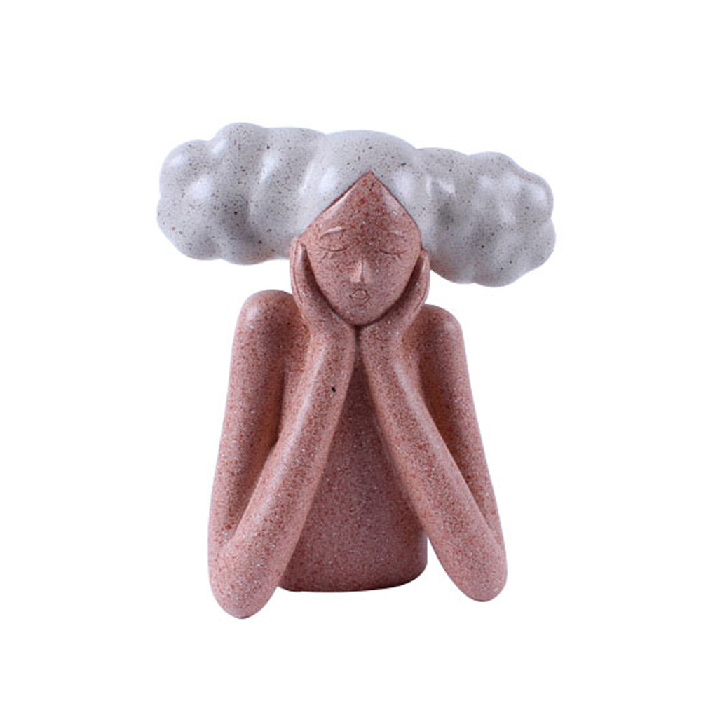 022780-iMjOQ-first-_1 CHEVEU PINK 3 ΔΙΑΚΟΣΜΗΤΙΚΗ ΦΙΓΟΥΡΑ 19x10x21cm POLYRESIN TERRACOTTA ΓΚΡΙ 022780 - Image 1