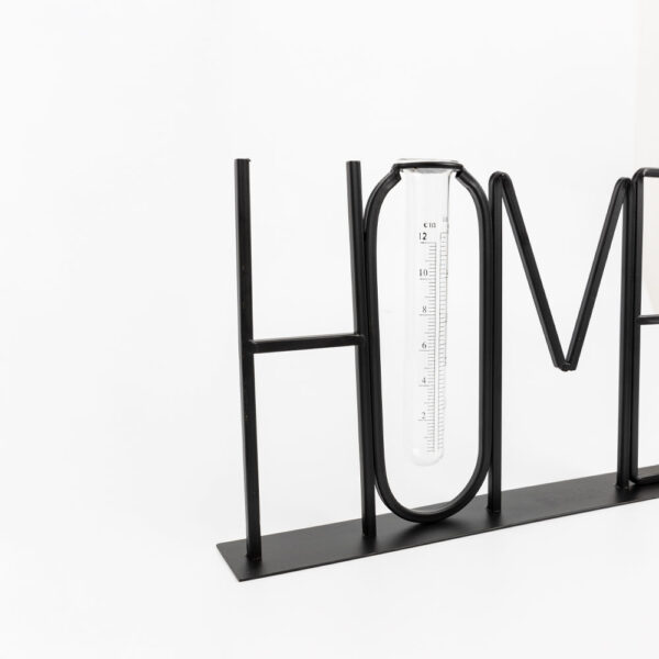 HOME ΔΙΑΚΟΣΜΗΤΙΚΗ ΕΠΙΓΡΑΦΗ 38x5x22cm ΜΕΤΑΛΛΟ ΜΑΥΡΟ ΓΥΑΛΙ 023418 - Image 2