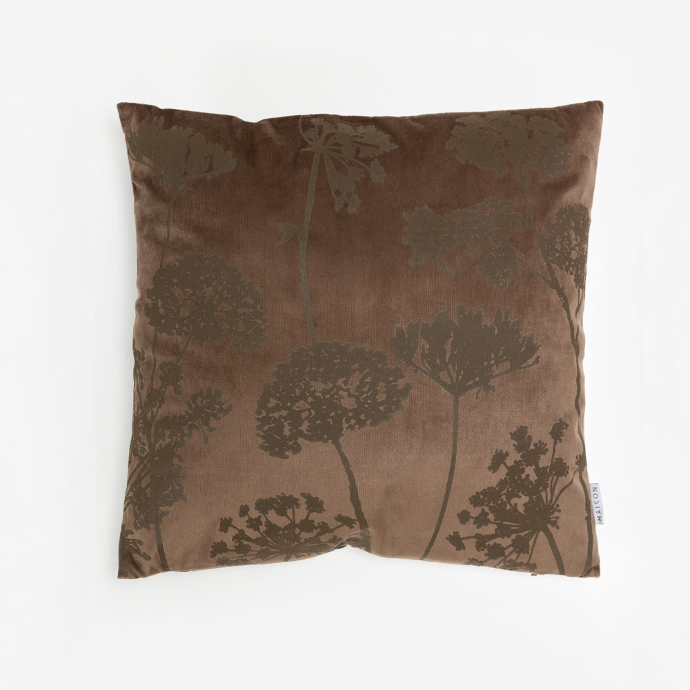 025337-jw14b-first-_1 PEONY ΔΙΑΚΟΣΜΗΤΙΚΟ ΜΑΞΙΛΑΡΙ 45x45cm ΒΕΛΟΥΔΟ ΚΑΦΕ 025337 - Image 1