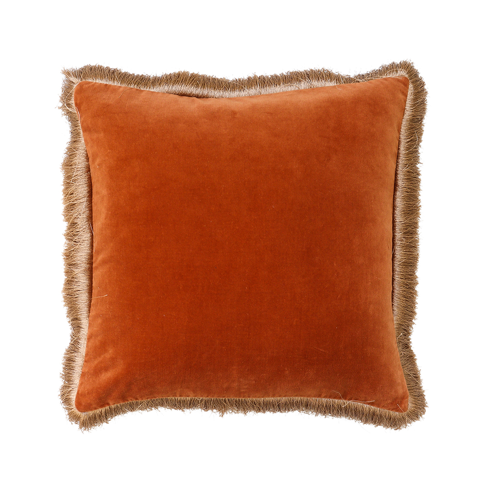 027875-dH0rm-first-_1 LUXURIUS ΔΙΑΚΟΣΜΗΤΙΚΟ ΜΑΞΙΛΑΡΙ 50x50cm ΒΑΜΒΑΚΙ TERRACOTTA ΒΕΛΟΥΔΟ 027875 - Image 1