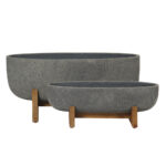 ZINNIA ΚΑΣΠΩ SET 2ΤΜΧ 75x24x32cm ΤΣΙΜΕΝΤΟ ΑΝΘΡΑΚΙ ΦΥΣΙΚΟ ΞΥΛΟ 029313