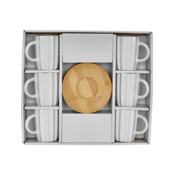 CACTUS ΚΟΥΠΑ ESPRESSO SET 6ΤΜΧ 32x28x7cm ΠΟΡΣΕΛΑΝΗ ΛΕΥΚΟ ΦΥΣΙΚΟ BAMBOO 030001 - Image 3