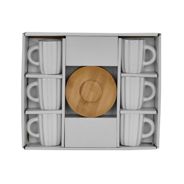 CACTUS ΚΟΥΠΑ ESPRESSO SET 6ΤΜΧ 27x22x6cm ΠΟΡΣΕΛΑΝΗ ΛΕΥΚΟ ΦΥΣΙΚΟ BAMBOO 030002 - Image 3