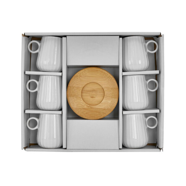 RIPPLE ΚΟΥΠΑ ESPRESSO SET 6ΤΜΧ 26x23x6cm ΠΟΡΣΕΛΑΝΗ ΛΕΥΚΟ ΦΥΣΙΚΟ BAMBOO 030013 - Image 3