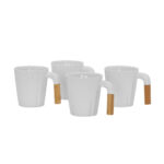 NORDIC ΚΟΥΠΑ SET 4ΤΜΧ 23x23x9cm ΠΟΡΣΕΛΑΝΗ ΛΕΥΚΟ ΦΥΣΙΚΟ BAMBOO 030014