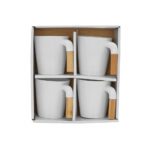 NORDIC ΚΟΥΠΑ SET 4ΤΜΧ 23x23x9cm ΠΟΡΣΕΛΑΝΗ ΛΕΥΚΟ ΦΥΣΙΚΟ BAMBOO 030014 - Image 3