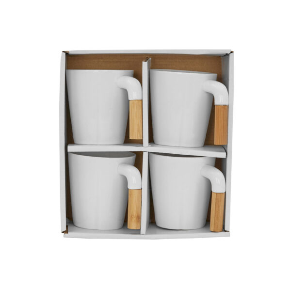 NORDIC ΚΟΥΠΑ SET 4ΤΜΧ 23x23x9cm ΠΟΡΣΕΛΑΝΗ ΛΕΥΚΟ ΦΥΣΙΚΟ BAMBOO 030014 - Image 3