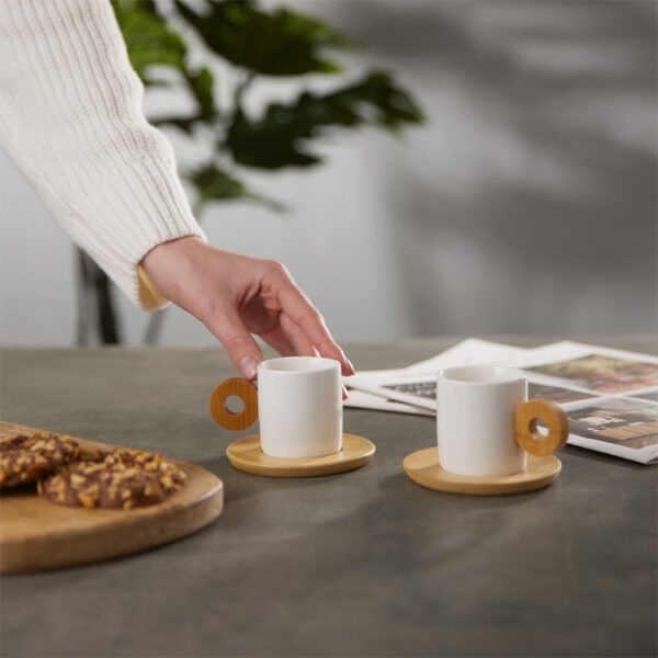 NORDIC ΚΟΥΠΑ 20x14x7cm ΠΟΡΣΕΛΑΝΗ ΛΕΥΚΟ ΦΥΣΙΚΟ BAMBOO 030015 - Image 2