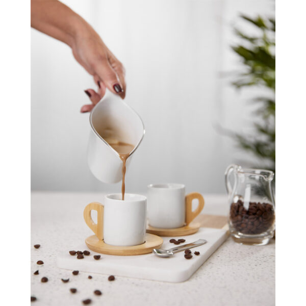 NORDIC ΚΟΥΠΑ ESPRESSO SET 6ΤΜΧ 29x21x7cm ΠΟΡΣΕΛΑΝΗ ΛΕΥΚΟ ΦΥΣΙΚΟ BAMBOO 030016 - Image 2