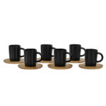 CACTUS ΚΟΥΠΑ ESPRESSO SET 6ΤΜΧ 32x28x7cm ΠΟΡΣΕΛΑΝΗ ΜΑΥΡΟ ΦΥΣΙΚΟ BAMBOO 030023