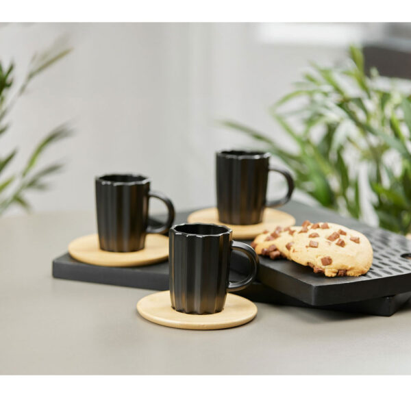 CACTUS ΚΟΥΠΑ ESPRESSO SET 6ΤΜΧ 32x28x7cm ΠΟΡΣΕΛΑΝΗ ΜΑΥΡΟ ΦΥΣΙΚΟ BAMBOO 030023 - Image 2