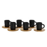 CACTUS ΚΟΥΠΑ ESPRESSO SET 6ΤΜΧ 27x22x6cm ΠΟΡΣΕΛΑΝΗ ΜΑΥΡΟ ΦΥΣΙΚΟ BAMBOO 030024