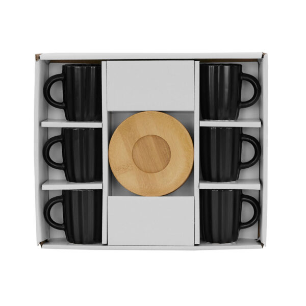 CACTUS ΚΟΥΠΑ ESPRESSO SET 6ΤΜΧ 27x22x6cm ΠΟΡΣΕΛΑΝΗ ΜΑΥΡΟ ΦΥΣΙΚΟ BAMBOO 030024 - Image 3