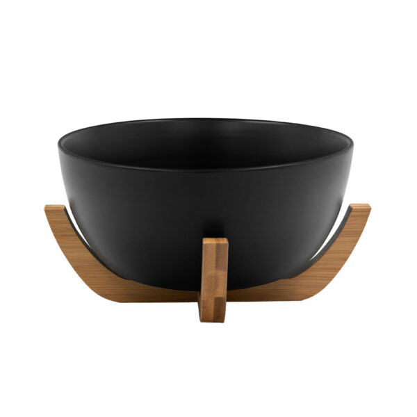 CURVE ΜΠΩΛ ΣΕΡΒΙΡΙΣΜΑΤΟΣ 23x23x13cm ΠΟΡΣΕΛΑΝΗ ΜΑΥΡΟ ΦΥΣΙΚΟ BAMBOO 030030 - Image 2