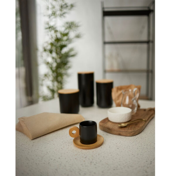 NORDIC ΚΟΥΠΑ ESPRESSO 20x14x7cm ΠΟΡΣΕΛΑΝΗ ΜΑΥΡΟ ΦΥΣΙΚΟ BAMBOO 030032 - Image 2