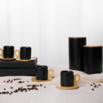 NORDIC ΚΟΥΠΑ ESPRESSO SET 6ΤΜΧ 29x21x7cm ΠΟΡΣΕΛΑΝΗ ΜΑΥΡΟ ΦΥΣΙΚΟ BAMBOO 030033 - Image 2