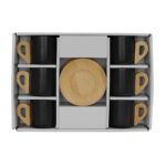NORDIC ΚΟΥΠΑ ESPRESSO SET 6ΤΜΧ 29x21x7cm ΠΟΡΣΕΛΑΝΗ ΜΑΥΡΟ ΦΥΣΙΚΟ BAMBOO 030033 - Image 3