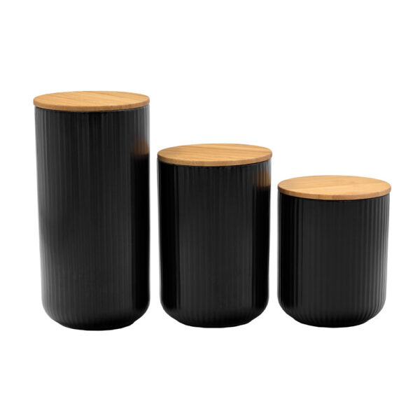 RIPPLE ΔΟΧΕΙΟ ΑΠΟΘΗΚΕΥΣΗΣ ΜΕ ΚΑΠΑΚΙ 10x10x15cm ΠΟΡΣΕΛΑΝΗ ΜΑΥΡΟ ΦΥΣΙΚΟ BAMBOO 030036 - Image 2