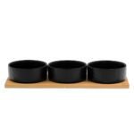 FLEURS ΜΠΩΛ SET 3ΤΜΧ 29x10x5cm ΠΟΡΣΕΛΑΝΗ ΜΑΥΡΟ ΦΥΣΙΚΟ BAMBOO 030039