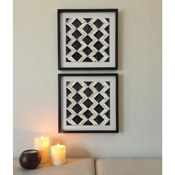 EARTH CRAFT ΠΙΝΑΚΑΣ ΔΙΑΚΟΣΜΗΣΗΣ 60x60x4cm ΧΑΡΤΙ ΜΑΥΡΟ ΜΠΕΖ ΓΥΑΛΙ ΜΑΥΡΟ 030445 - Image 2