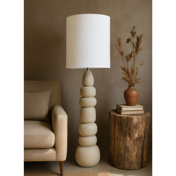 STONES ΦΩΤΙΣΤΙΚΟ ΕΠΙΔΑΠΕΔΙΟ 116cm POLYRESIN ΜΠΕΖ ΛΙΝΟ ΛΕΥΚΟ 031384 - Image 2