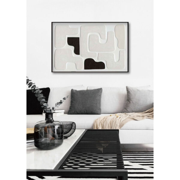 RENVO ΠΙΝΑΚΑΣ ΔΙΑΚΟΣΜΗΣΗΣ 80x120x5cm ΚΑΜΒΑΣ ΛΕΥΚΟ ΜΑΥΡΟ ΞΥΛΟ ΜΑΥΡΟ 031403 - Image 2