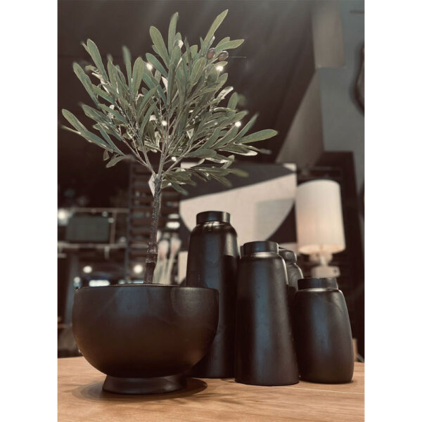 NUBIA ΒΑΖΟ 14x14x30cm ΞΥΛΟ ΜΑΥΡΟ 032274 - Image 2