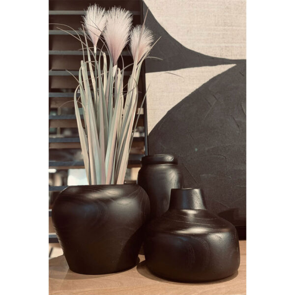 NUBIA ΒΑΖΟ 14x14x30cm ΞΥΛΟ ΜΑΥΡΟ 032274 - Image 3