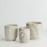 PEDRA ΓΛΑΣΤΡΑ ΣΕΤ 3ΤΜΧ 30x30x31cm ΚΕΡΑΜΙΚΟ ΜΠΕΖ ΛΕΥΚΟ 032446