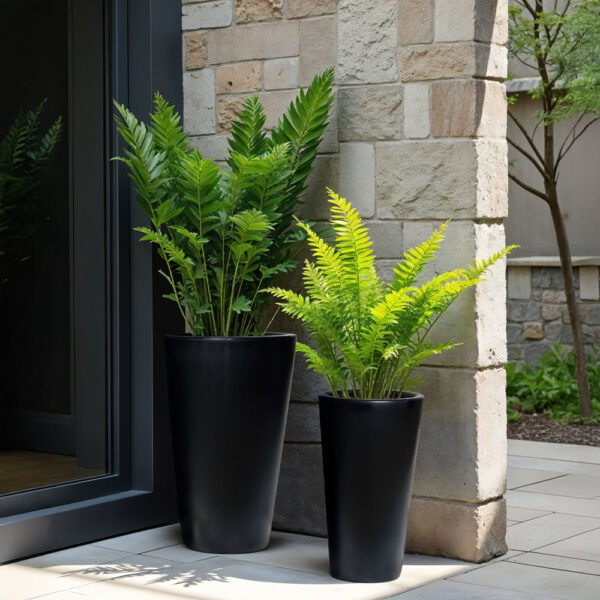 ONYX ΓΛΑΣΤΡΑ ΣΕΤ 2ΤΜΧ 32x32x53cm ΚΕΡΑΜΙΚΟ ΜΑΥΡΟ 032472 - Image 2