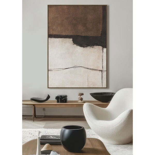 LOST IN TIME ΠΙΝΑΚΑΣ ΔΙΑΚΟΣΜΗΤΙΚΟΣ ΜΕ ΚΟΡΝΙΖΑ 80x120x4cm ΚΑΜΒΑΣ ΜΠΕΖ ΜΑΥΡΟ PP ΚΑΦΕ 033061 - Image 2